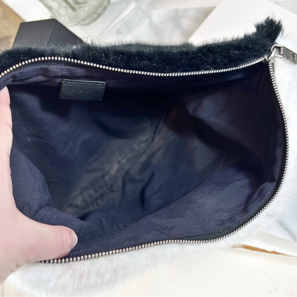 Givenchy Large Black & White Fur Two Tone GV3 Pouch/Clutch - Picture 6 of 9